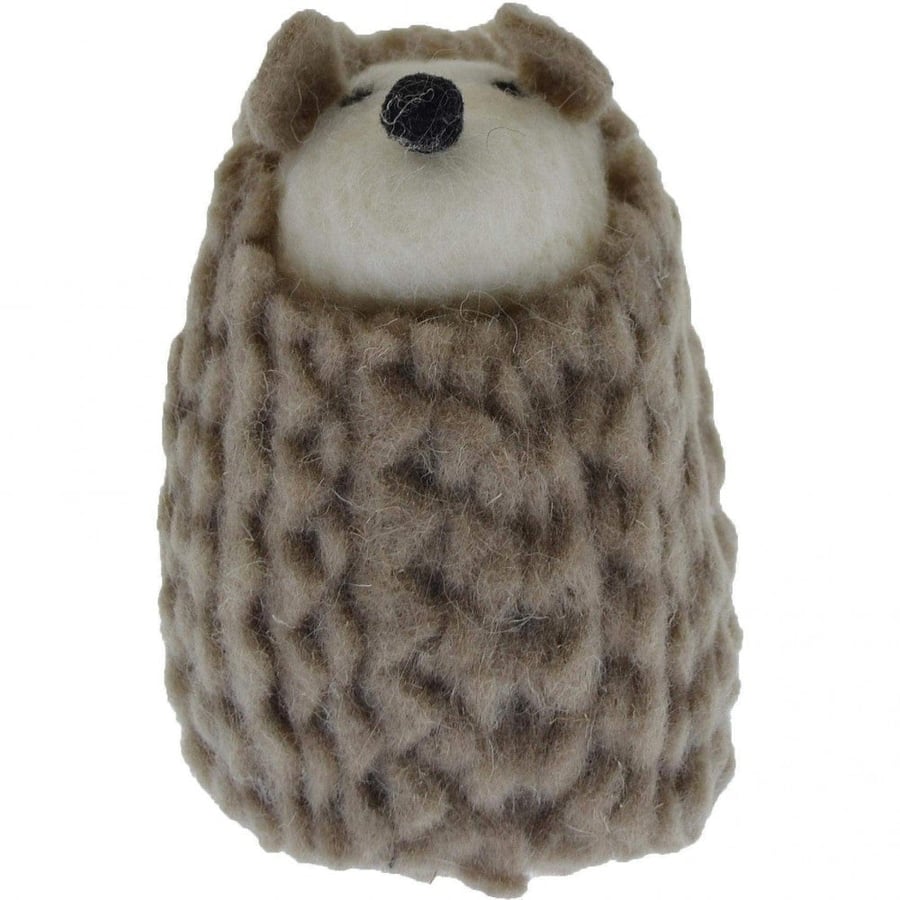 قنفذ رمادي صوف وخشب |Gray hedgehog wool and wood