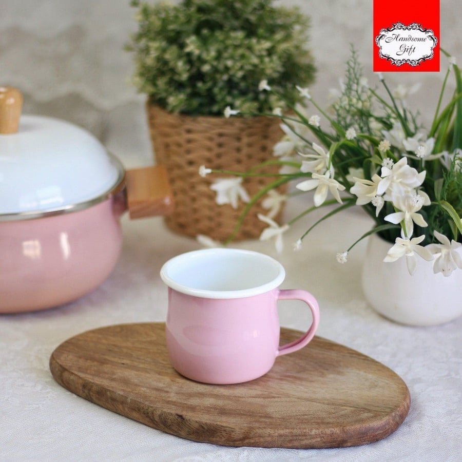 كوب غضار من النوع الفاخر لون وردي ساده حجم 0.4 لتر | Single ceramic cup