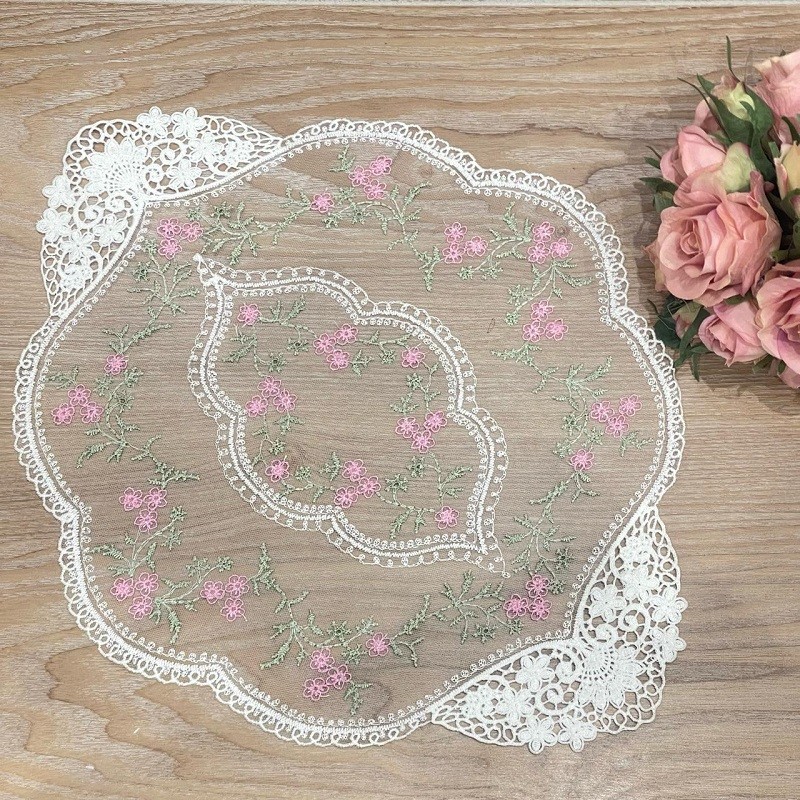 مفرش دانتيل قطن بيضاوي مقاس 30*40 سم لون  | Oval cotton lace