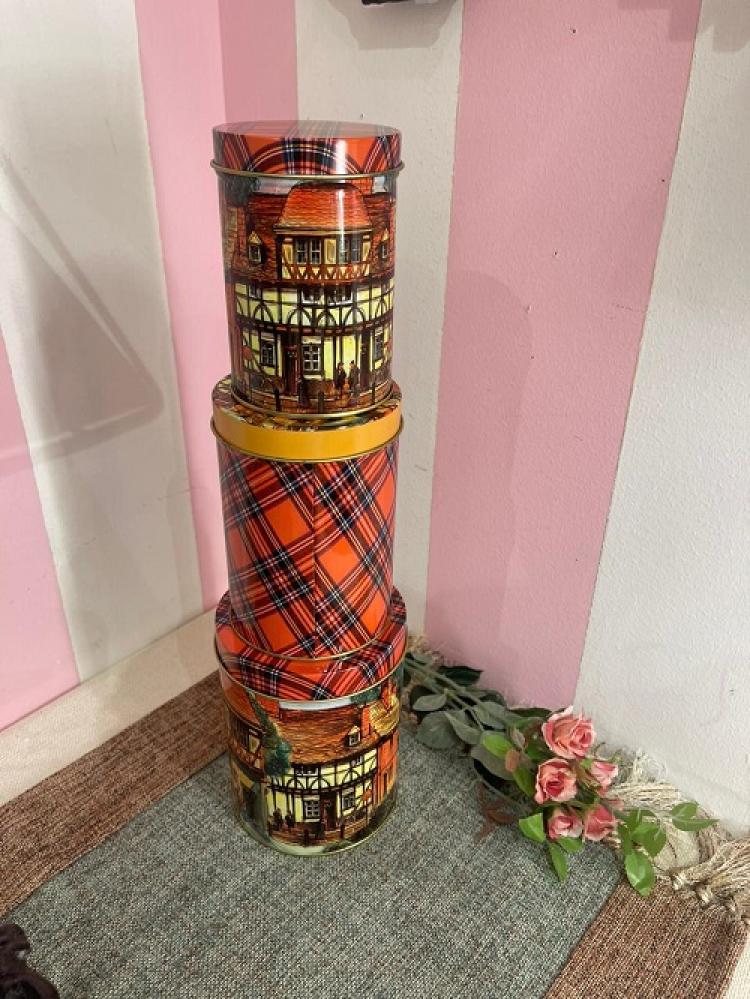 طقم ثلاث علب دائريه معدنية | Tin Box 3 Pcs Set