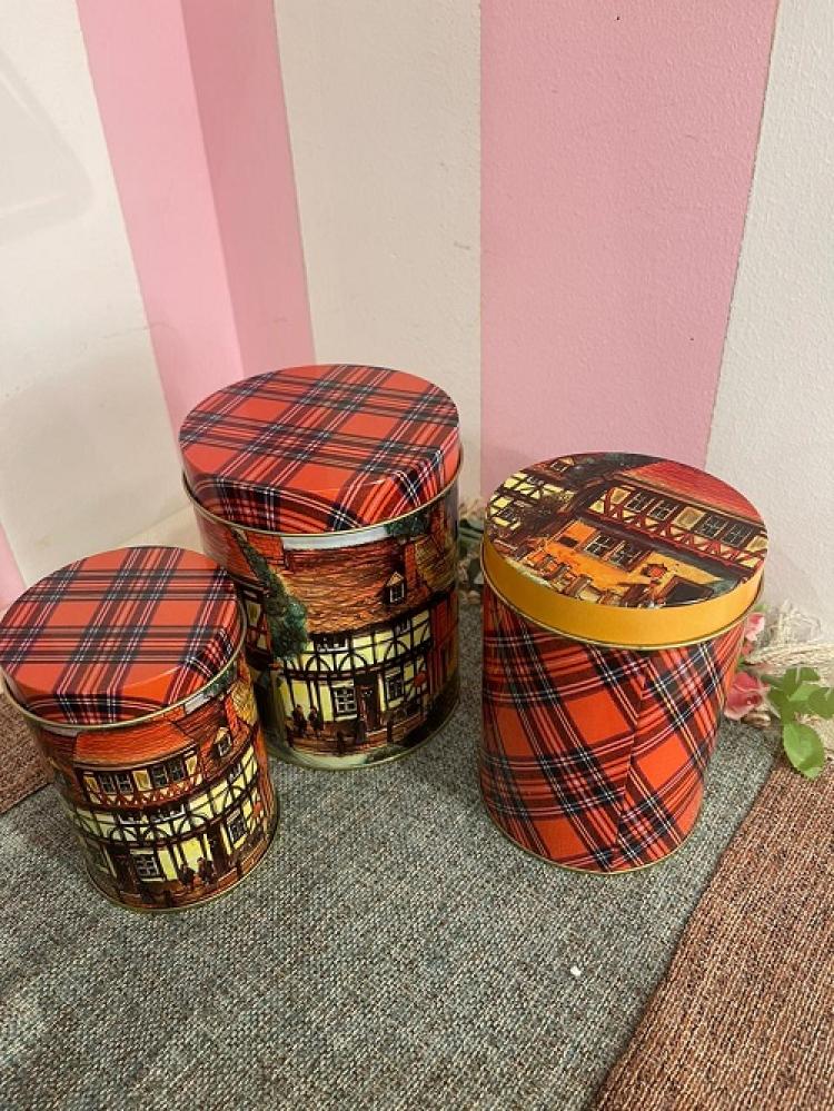 طقم ثلاث علب دائريه معدنية | Tin Box 3 Pcs Set
