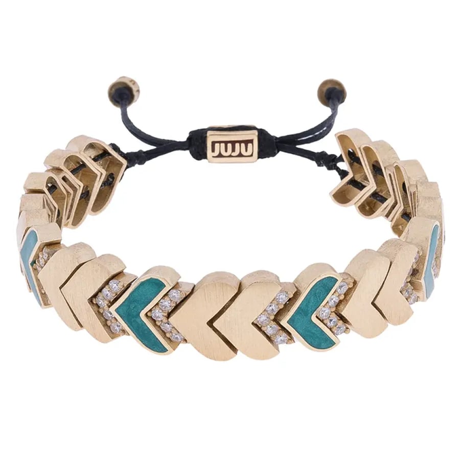 اسوارة ذهبي واخضر زيراكون لون الخيط اسود CBM-2190-S