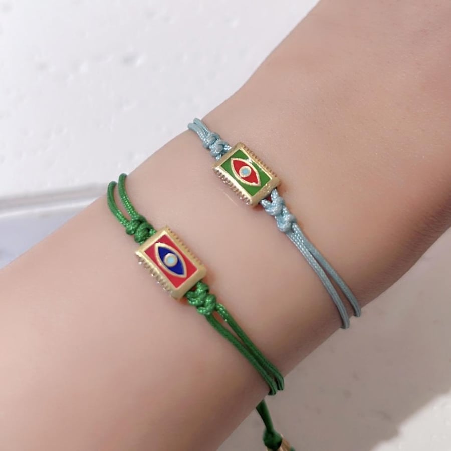 Stone Eye-Shaped Black Cord Bracelet small size CCI-1688-S