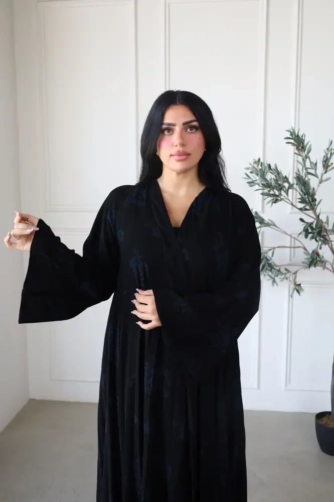 عباية شيفون ڤيفال مورد أصلي | كلوش كسرات بأكمام مربعة