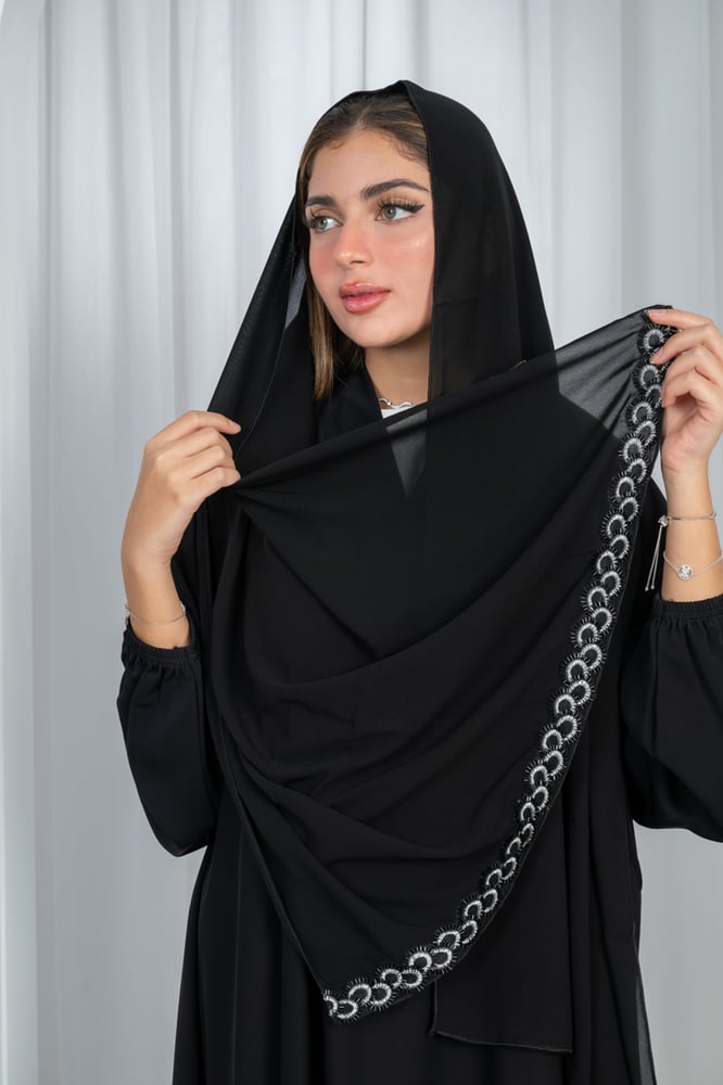 Korean laser hijab, first grade, in addition to beads on the edge of the hijab