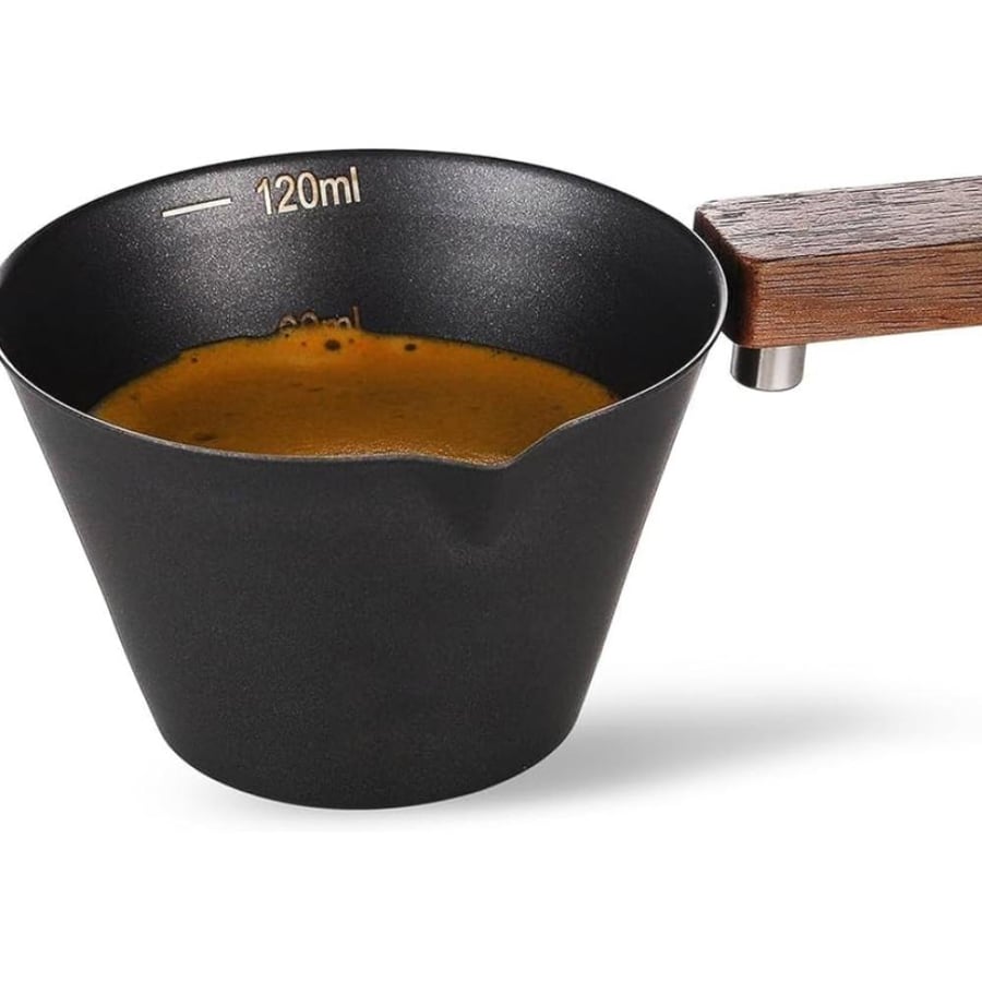 كوب قياس للاسبريسو بمقبض خشبي ١٢٠ مل