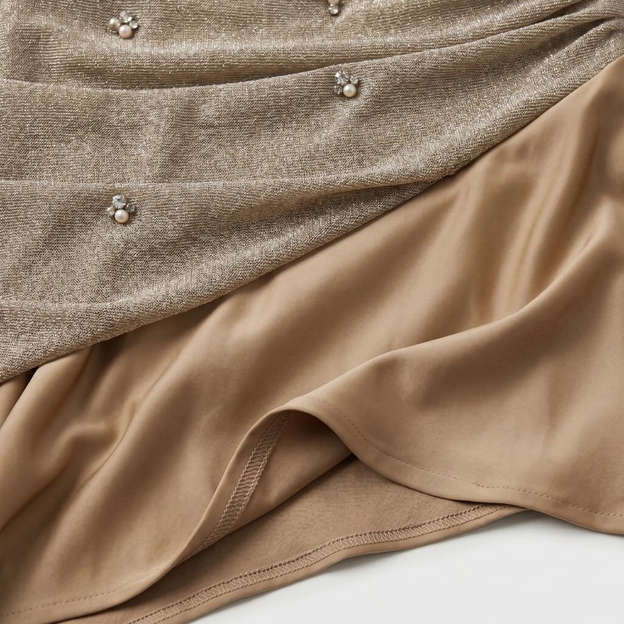 One-Shoulder Stretch Crepe and Satin Evening Dress
