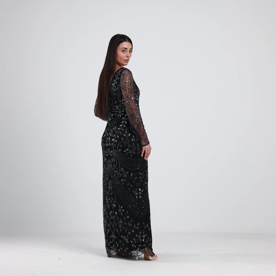 فستان سهره خرز بأكمام طويلة