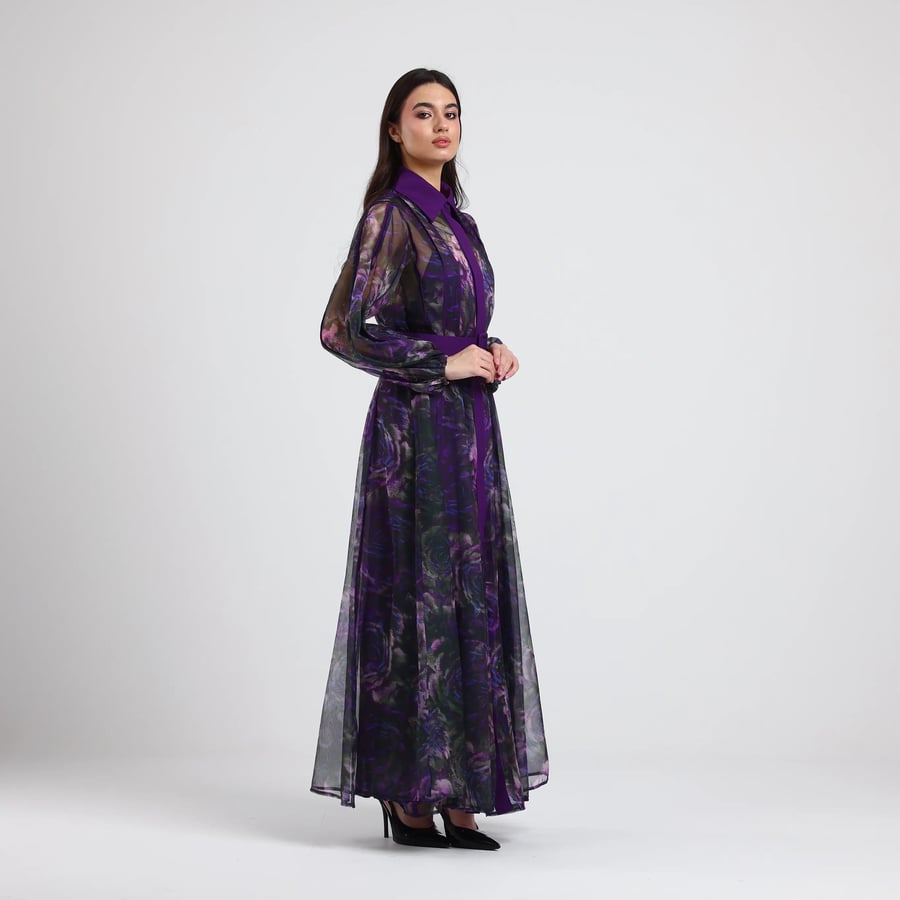 Floral Organza Dress with Removable Belt
