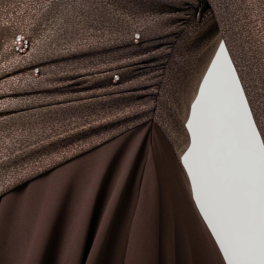 One-Shoulder Stretch Crepe and Satin Evening Dress
