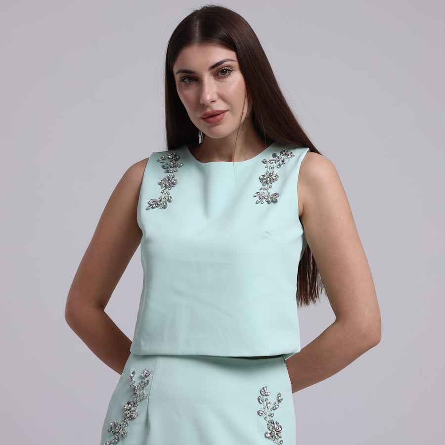 طقم كريب قطعتين مزين بشك
