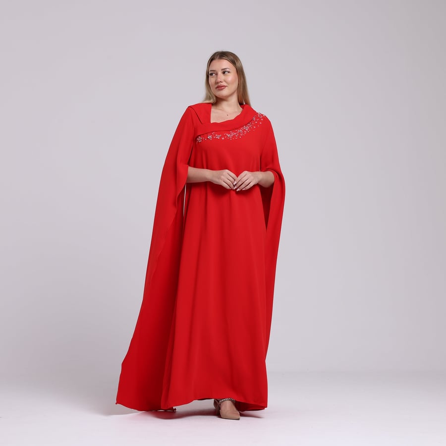 Kaftan with Embellished Neckline