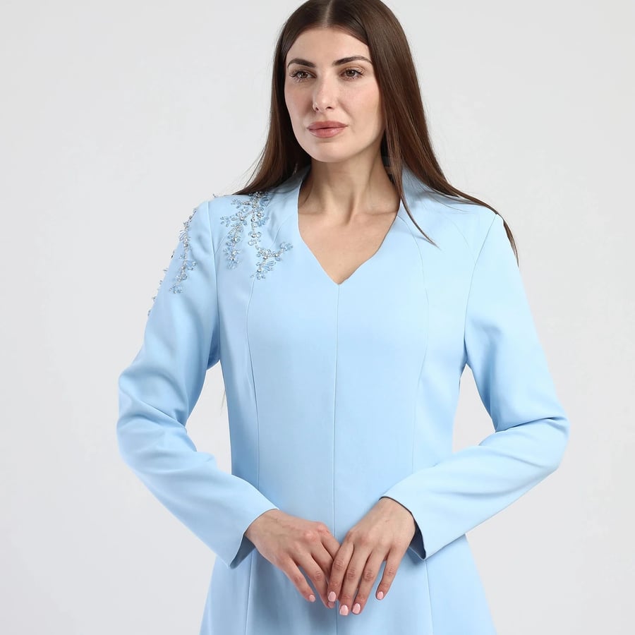 فستان مزين بشك على الكتف