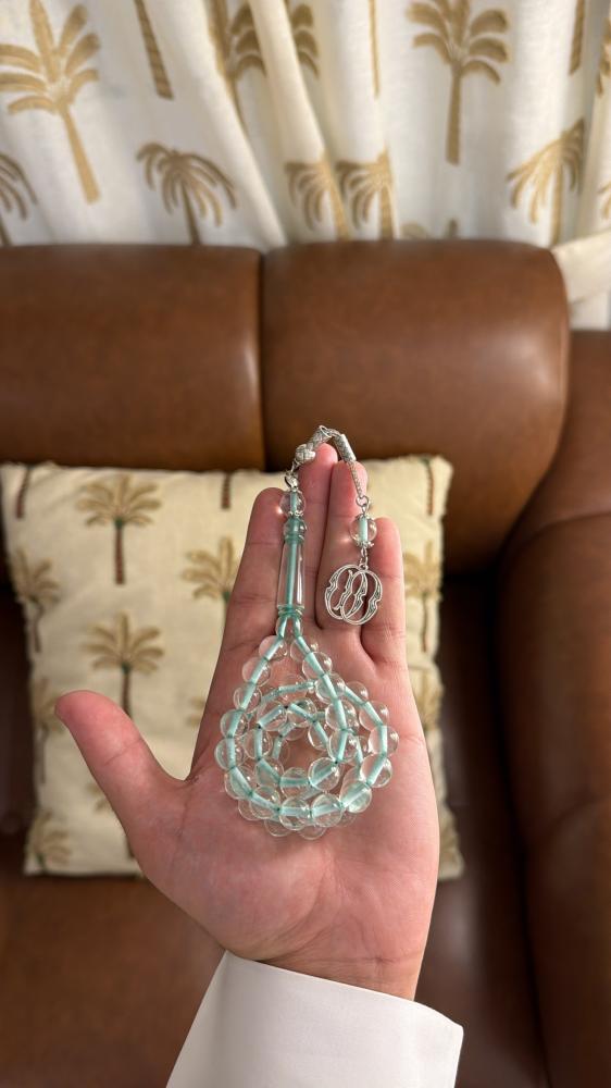 سبحة بكلايت شفافة خيط اخضر