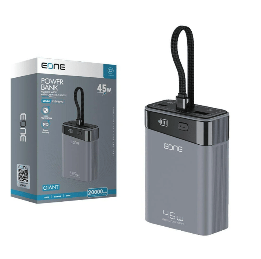 بطارية متنقلة"E one" بسعة mAh 20000 وقوة 45W.
