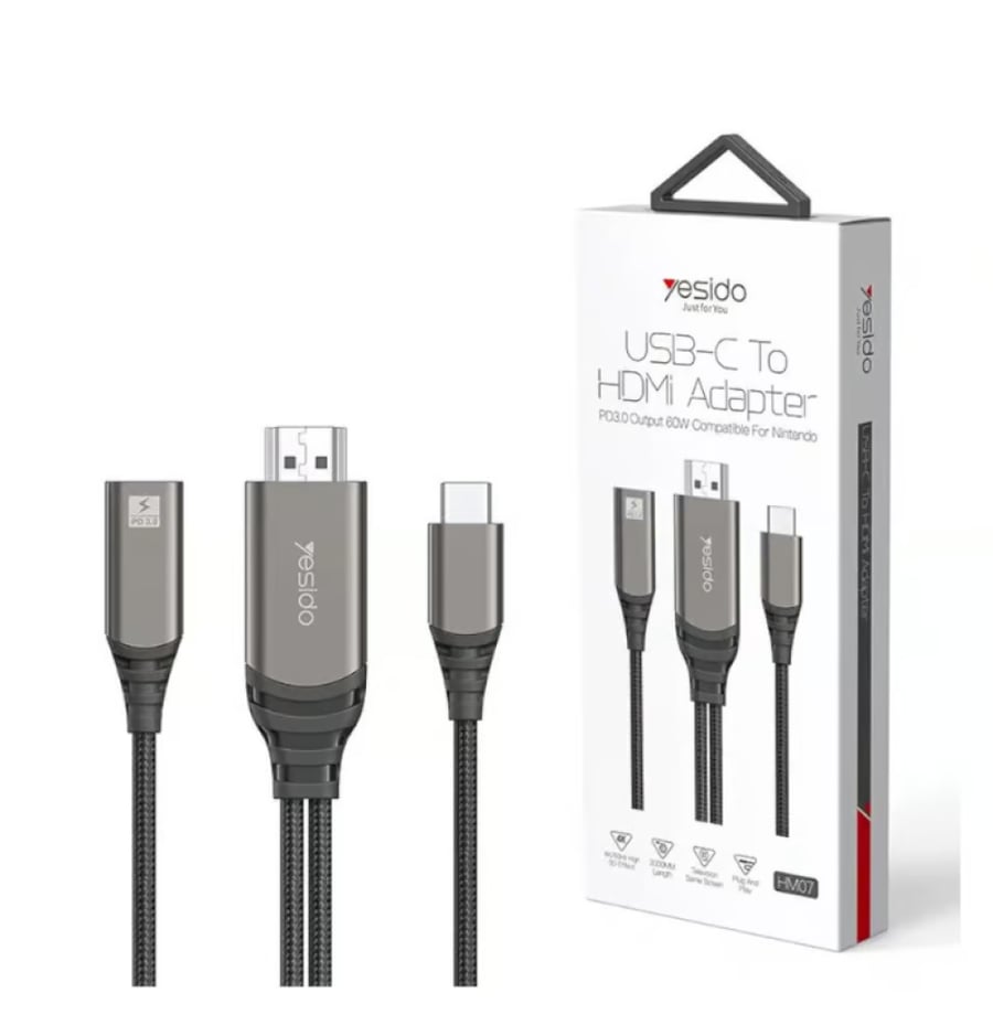 HM-07  وصلة كابل محول  USB-C إلى HDMI PD 3.0