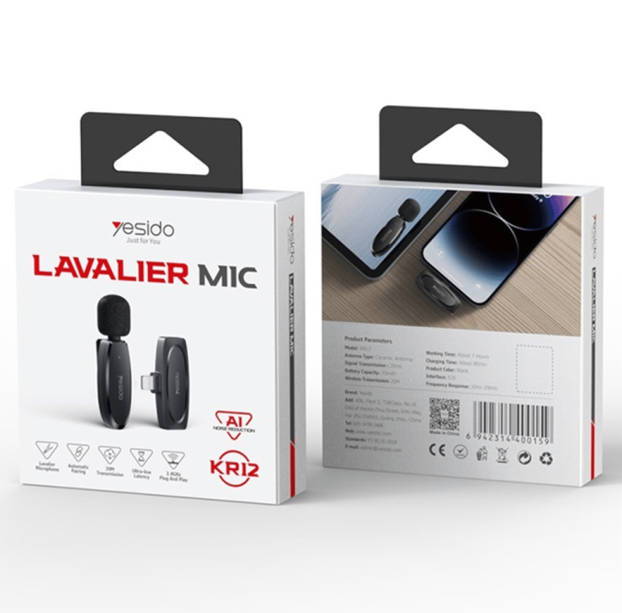 ميكروفون للايفون YESIDO LAVALIER KR-12