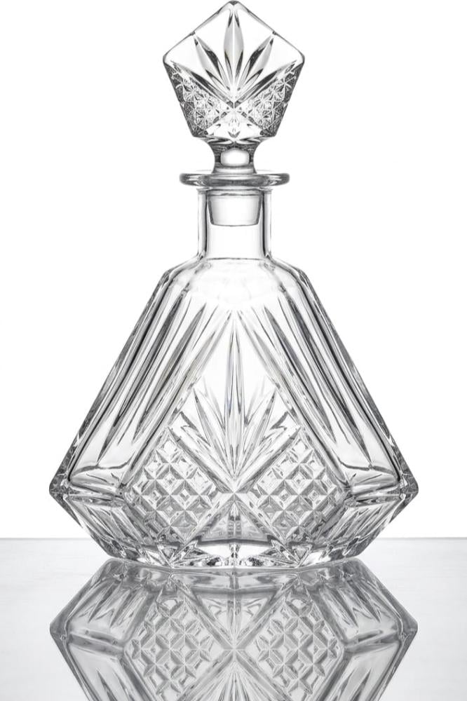 زجاجة عطور فاخرة شفافة مطرزة 500 مل ارتفاع 20 سم.