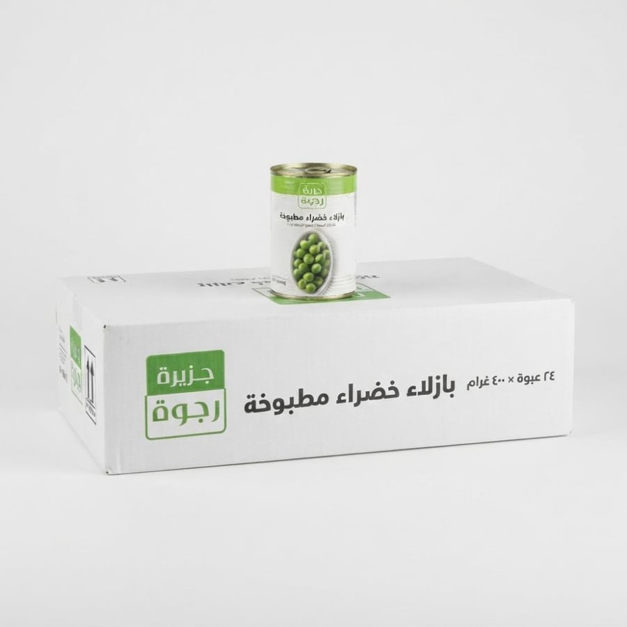 كرتون بازلاء خضراء مطبوخة جزيرة رجوة (24 عبوة × 400 غرام)