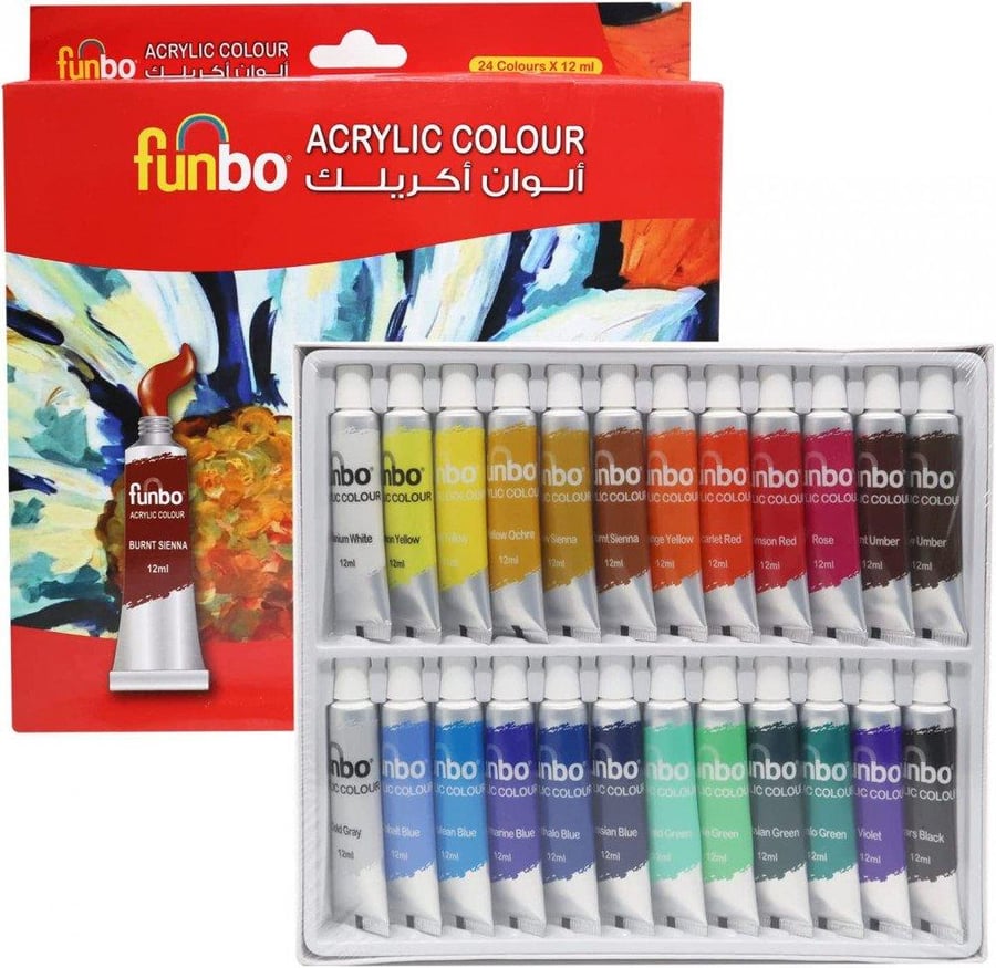 طقم الوان اكريلك 24 لون funbo