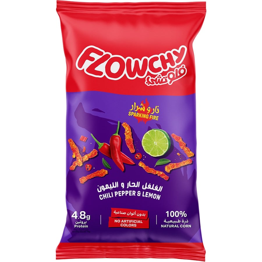 Flowchy Hot Pepper and Lemon Corn Snack Box | 24 × 70 g