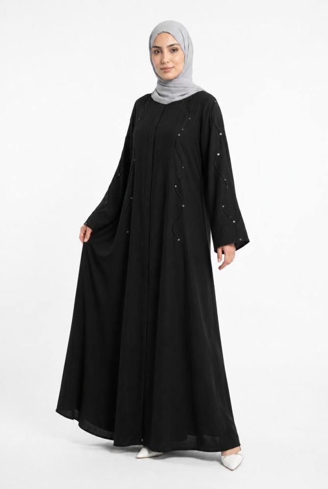 عباية سوداء مقفوله كريب تركي