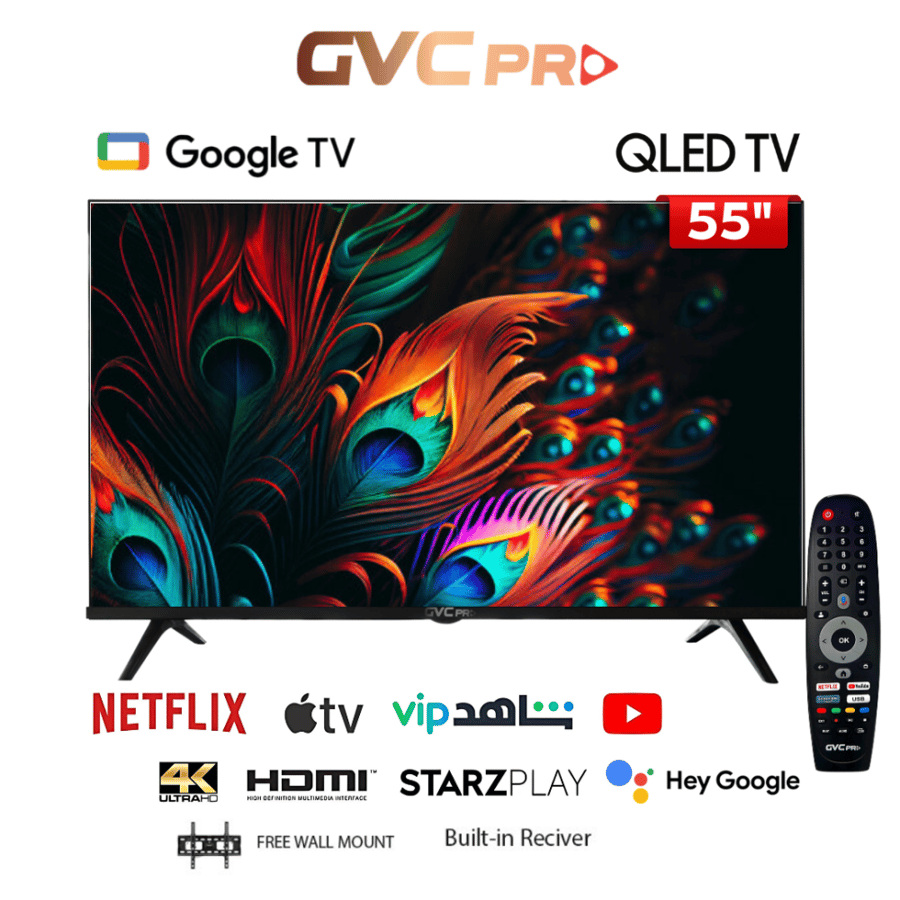 شاشة جي في سي برو، 55 بوصة، QLED، دقة 4K، نظام Google TV، موديل GVC-55GOG901