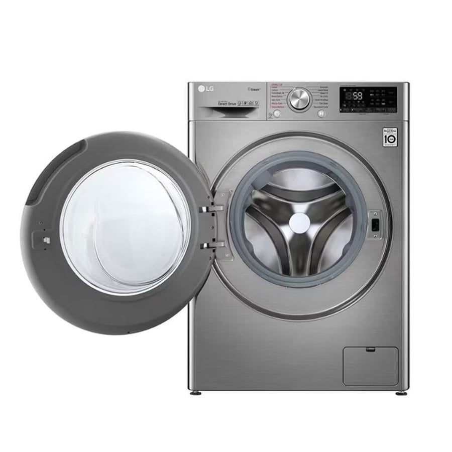 غسالة LG، أمامية، 10.5 كجم، 100%، فضي - موديل WSV1107XMT