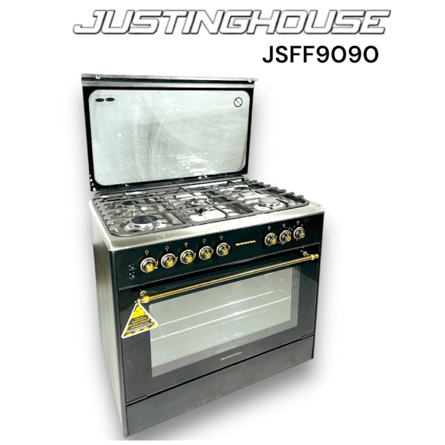 فرن غاز كلاسيك جستنغ هاوس 90×60 سم، 5 شعلات، منصب ثقيل - JSFT9090
