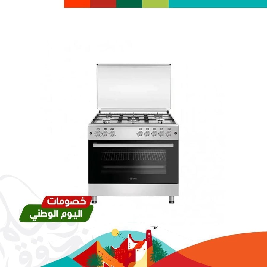 فرن غاز دانسات، 5 شعلات، 90*60 سم، صمام أمان، إشعال ذاتي، تركي - موديل DAN90GOS