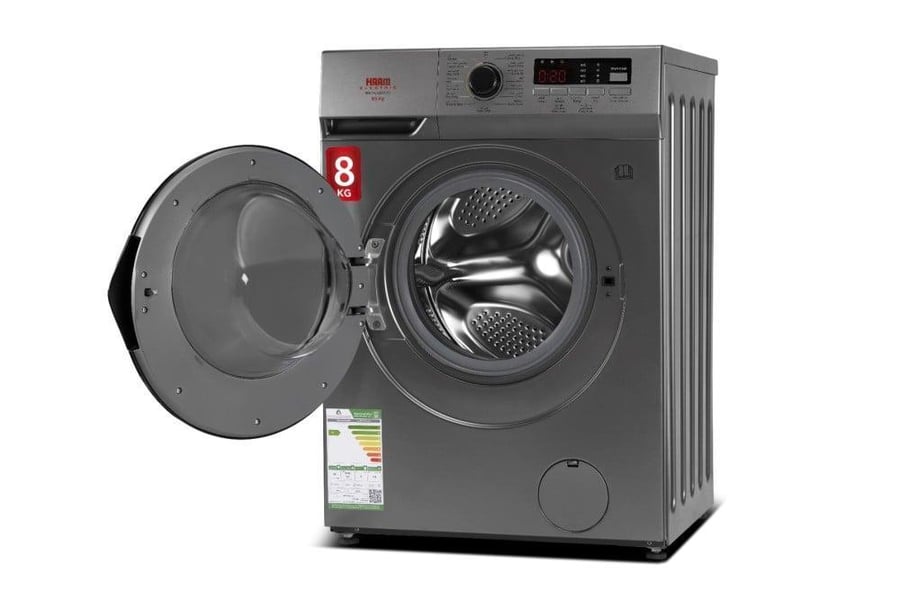 غسالة فتحة أمامية هام، 8 كيلو، تنشيف 100%، Inverter، فضي - موديل HMCFL8D5S-22