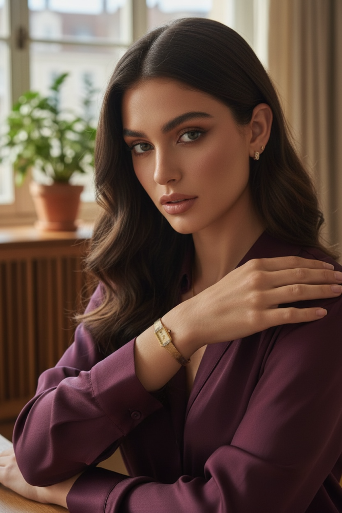 تحفة أنيقة وناعمة من توقيع Jules Jurgensen، بسوار ذهبي ناعم صناعة ايطالية وميناء عاجي مزين بحبات الالماس الطبيعي . من ثمانينات القرن الماضي. تعمل بشكل ممتاز. مقاس 7 ونصف انش وقابله للتصغير.