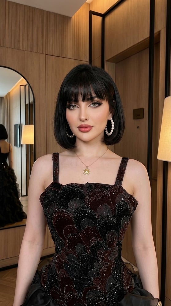 فستان سهرة أسود فاخر بتصميم ملكي