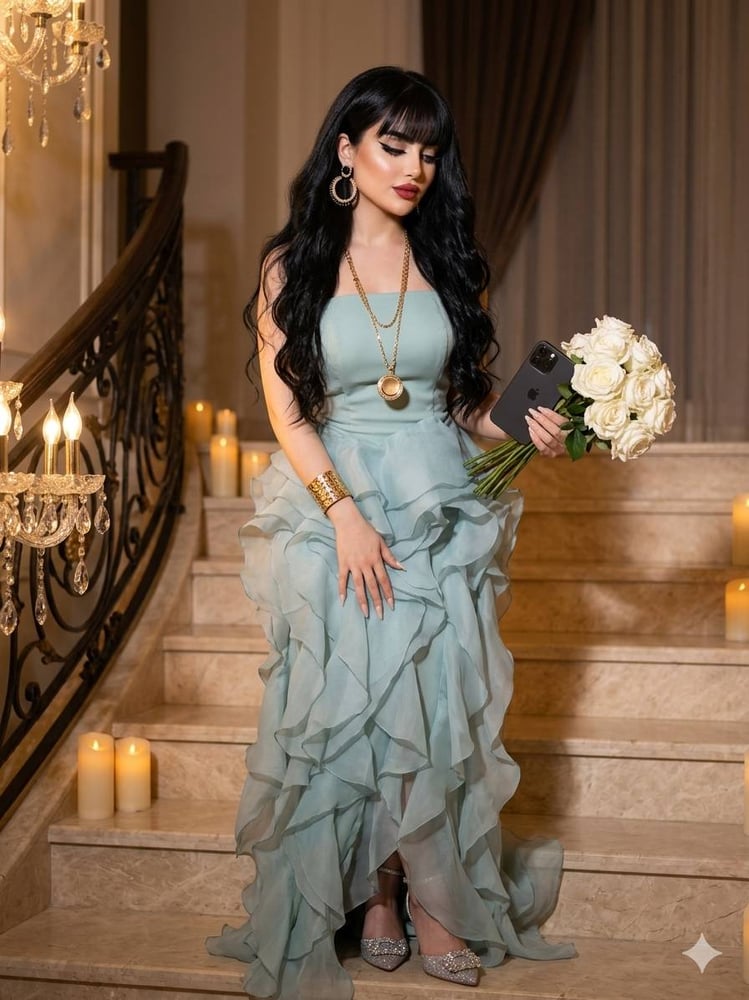 فستان سهرة طويل بلون الفوشيا الزاهي