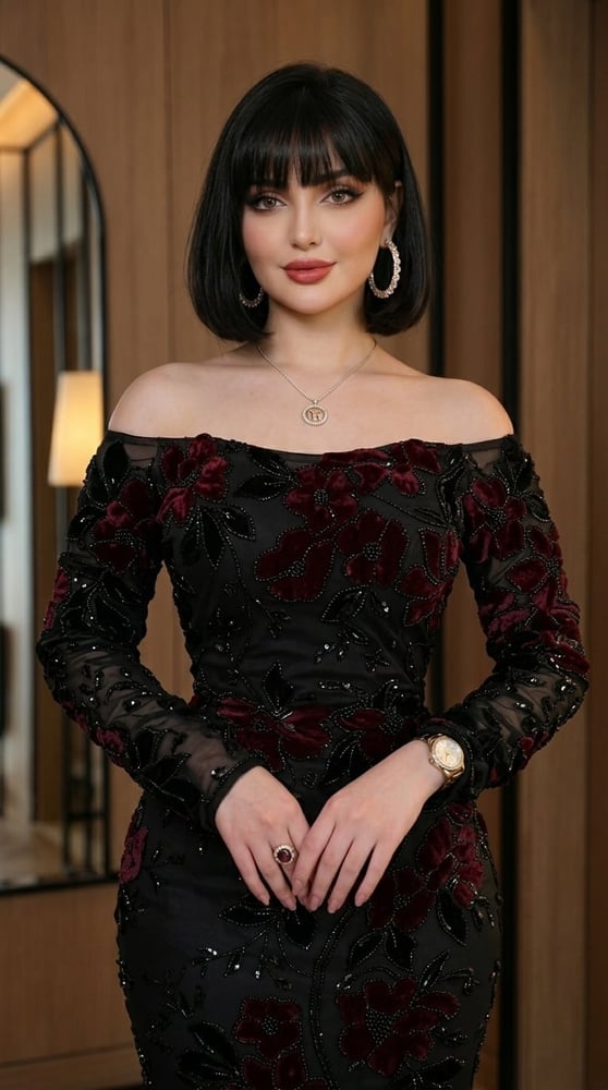 فستان سهرة طويل أسود فخم