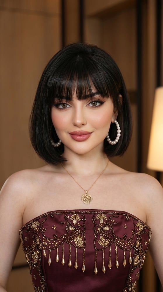 فستان سهرة ملكي بقصة كورسيه مكشوفة الأكتاف وتطريز يدوي على الصدر