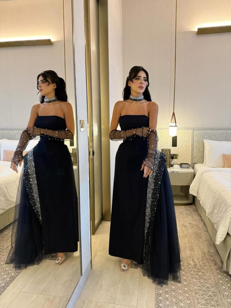 فستان سهرة أسود طويل