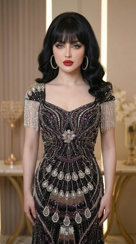 فستان سهرة فاخر باللون الأسود