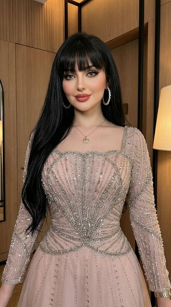 فستان سهرة فاخر باللون الوردي المغبر