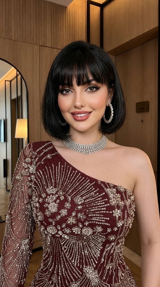 فستان سهرة ملكي باللون العنابي