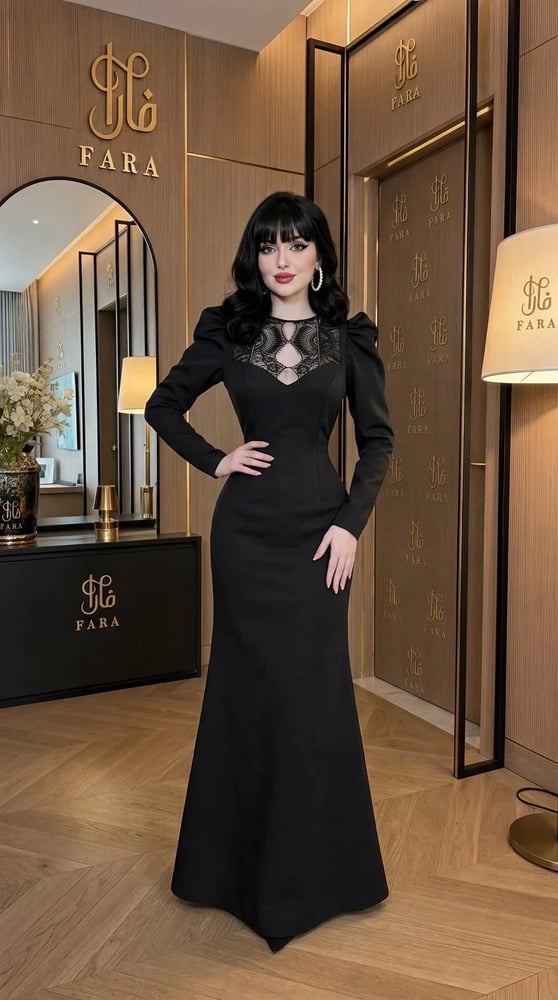 فستان سهرة أسود طويل