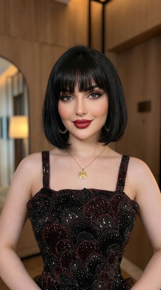 فستان سهرة أسود فاخر بتصميم ملكي