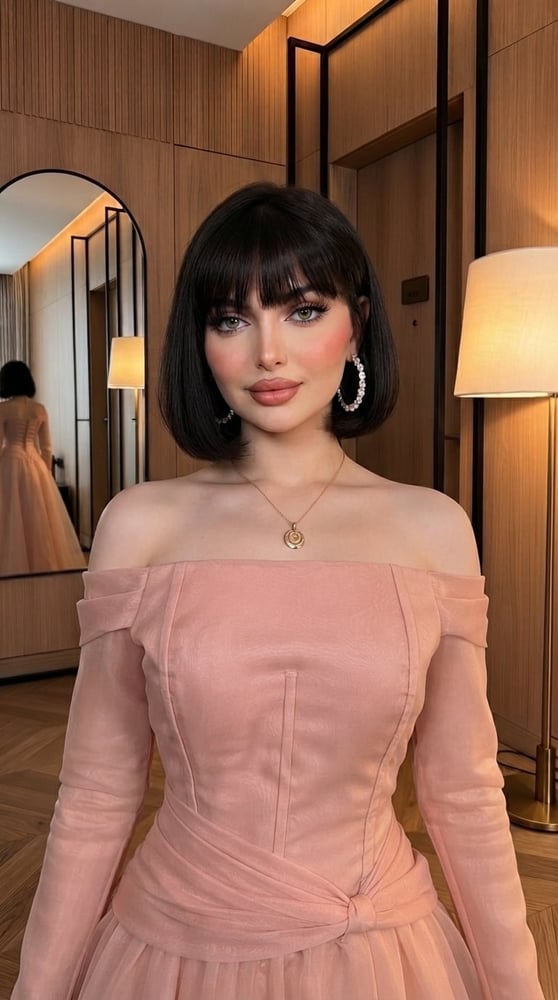 فستان سهرة ناعم بلون وردي فاتح