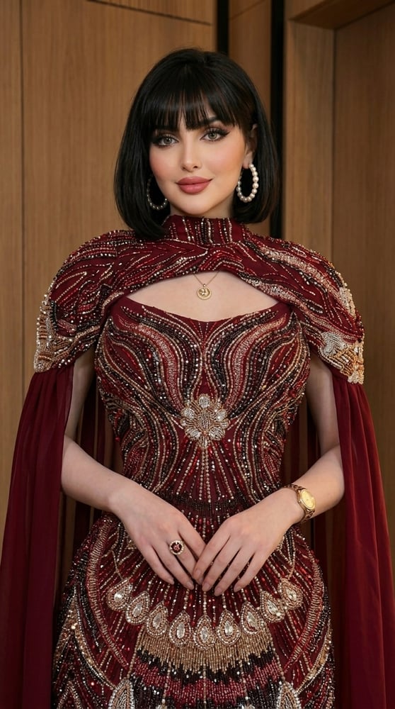 فستان سهرة عنابي ملكي