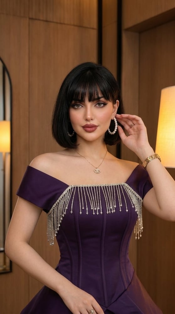 فستان سهرة فاخر باللون البنفسجي الغامق (الملكي