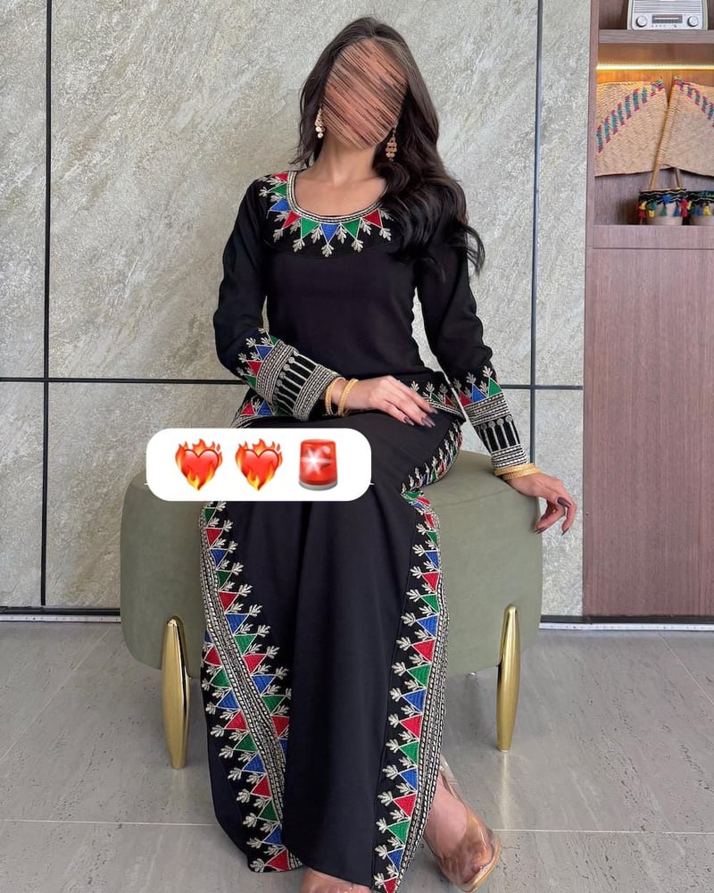 جلابية سوداء حريمي مزخرفة ألوان راقية من كيوتشي