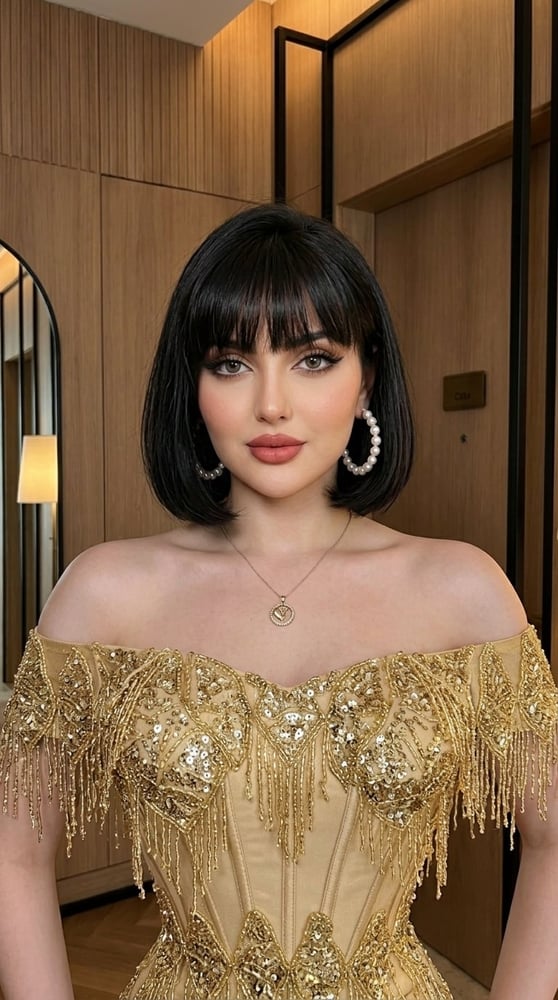 فستان سهرة فاخر باللون الذهبي