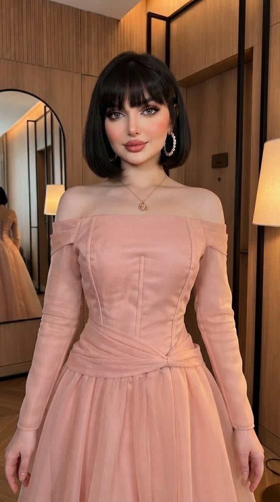 فستان سهرة ناعم بلون وردي فاتح