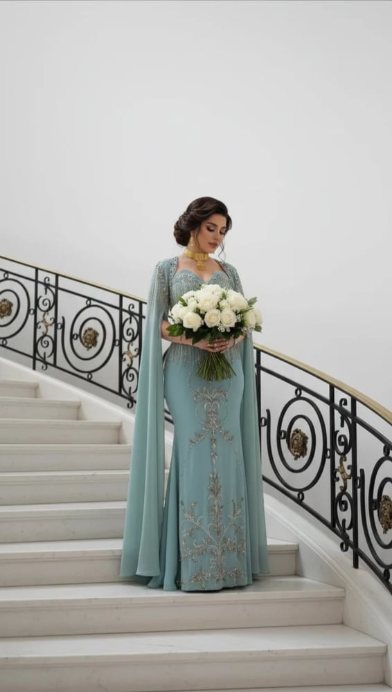 فستان سهرة أو جلابية فاخرة بتصميم أنيق