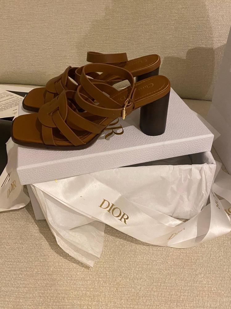 Dior D-Club Heeled Sandal Camel Calfskin